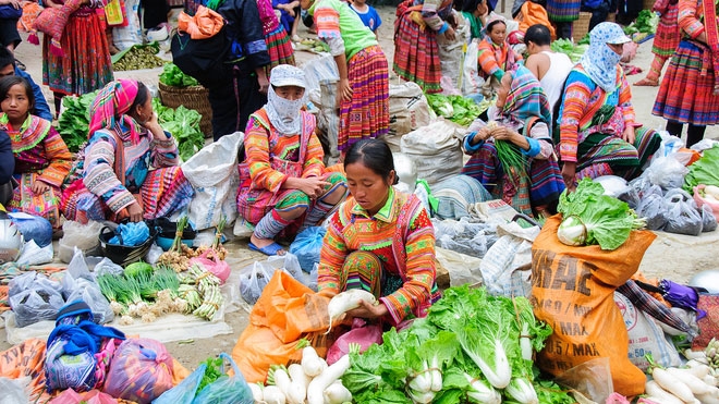 Coc Pai traditional market in Xin Man plateau