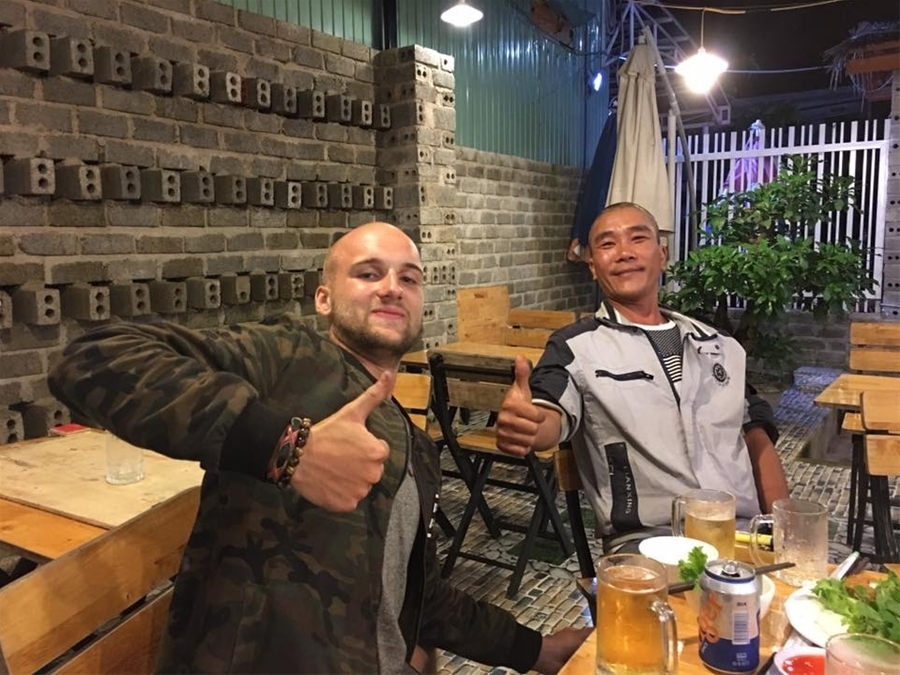 German traveling around SE Asia with “house” on his motorcycle