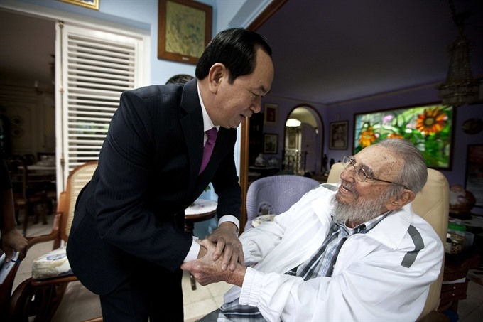 President Quang meets Cuban leader Fidel Castro