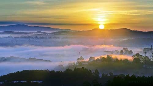 Da Lat city fanciful in misty morning