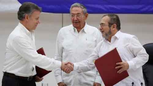 Tears of joy as rebels sign ceasefire with Colombian government