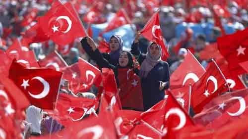 Turkey's Erdogan stages mass rally in show of strength after coup attempt