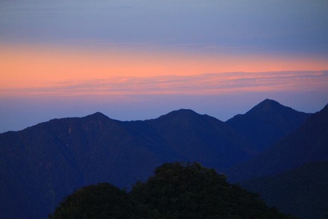 Stunning sunset on the Peak of Bach Ma Mountain