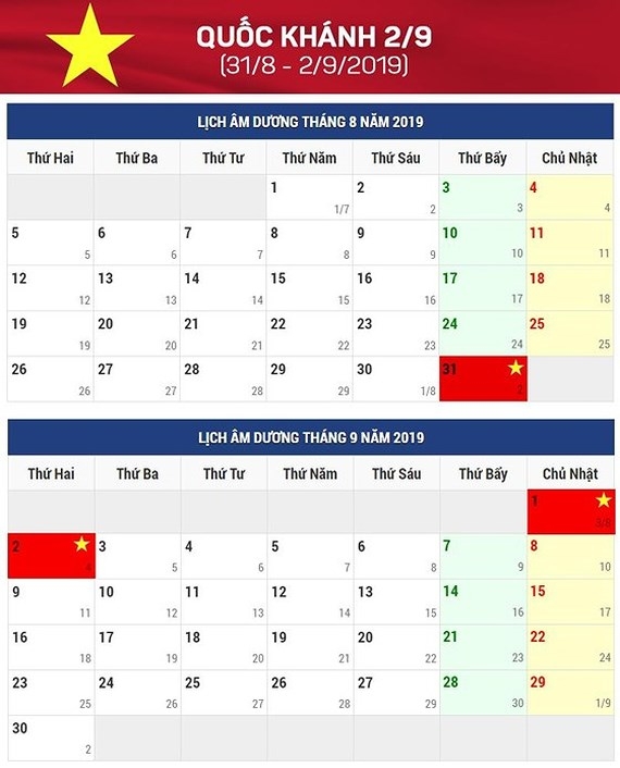 Public holidays for National Day announced