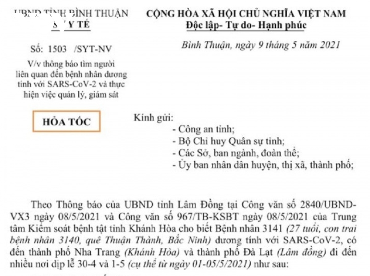 binh thuan tim nguoi lien quan benh nhan 3141 hinh anh 1