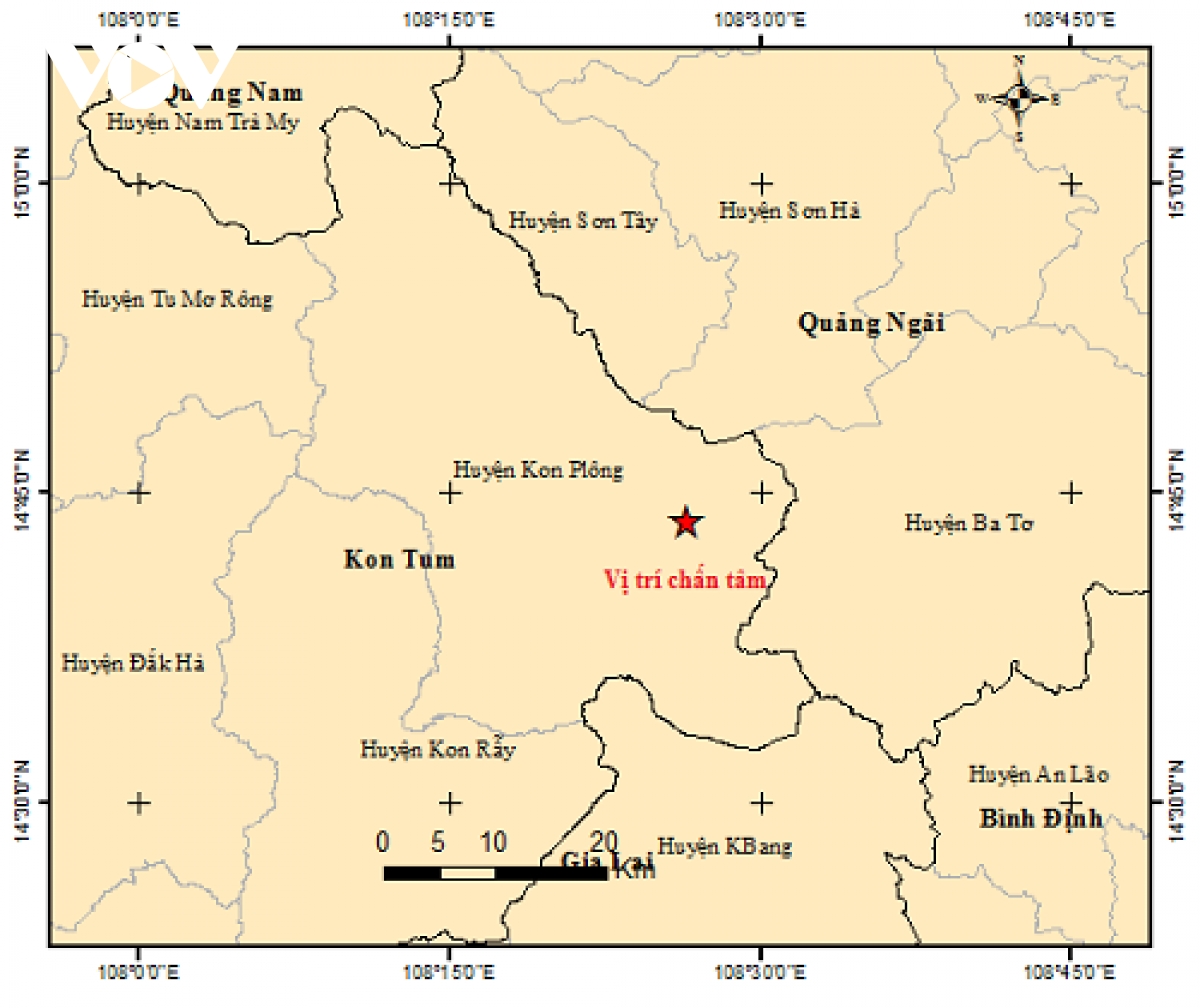Thêm một trận động đất nữa xảy ra tại Kon Tum