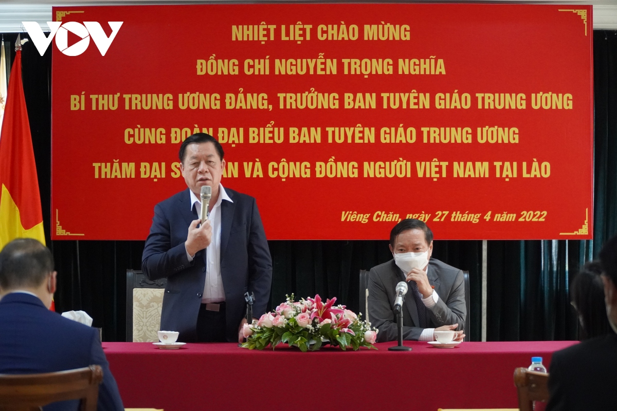 Trưởng Ban Tuyên giáo TƯ Nguyễn Trọng Nghĩa thăm, làm việc tại Lào