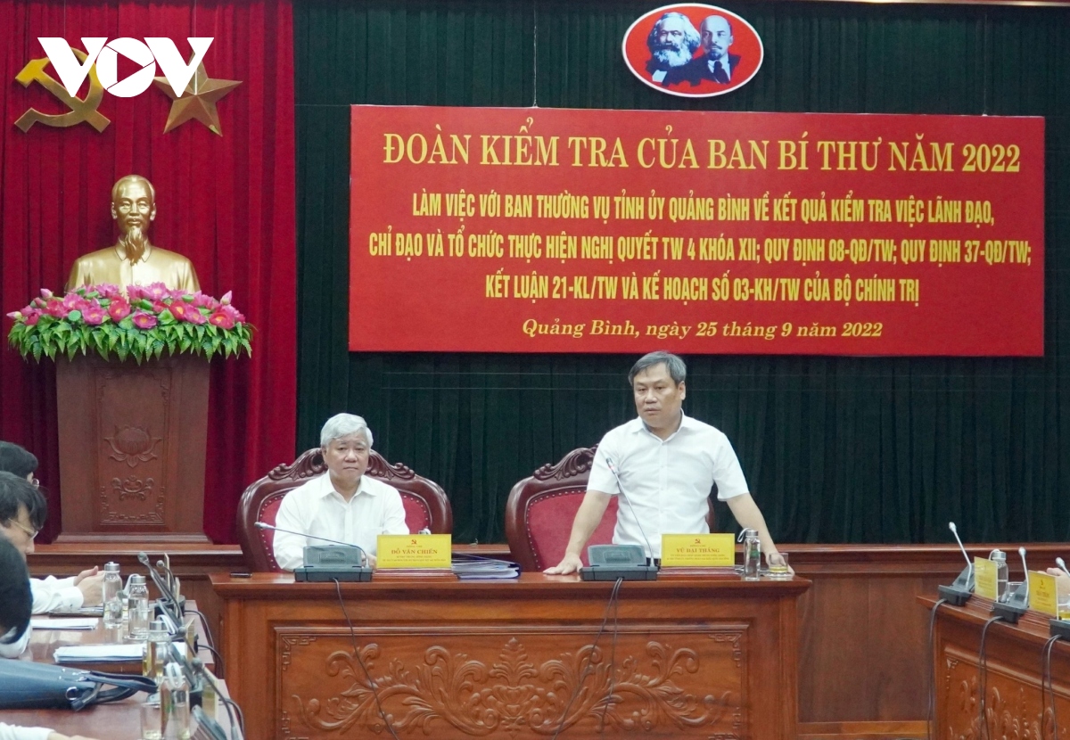 Đoàn Kiểm tra của Ban Bí thư kết luận kiểm tra tại Quảng Bình