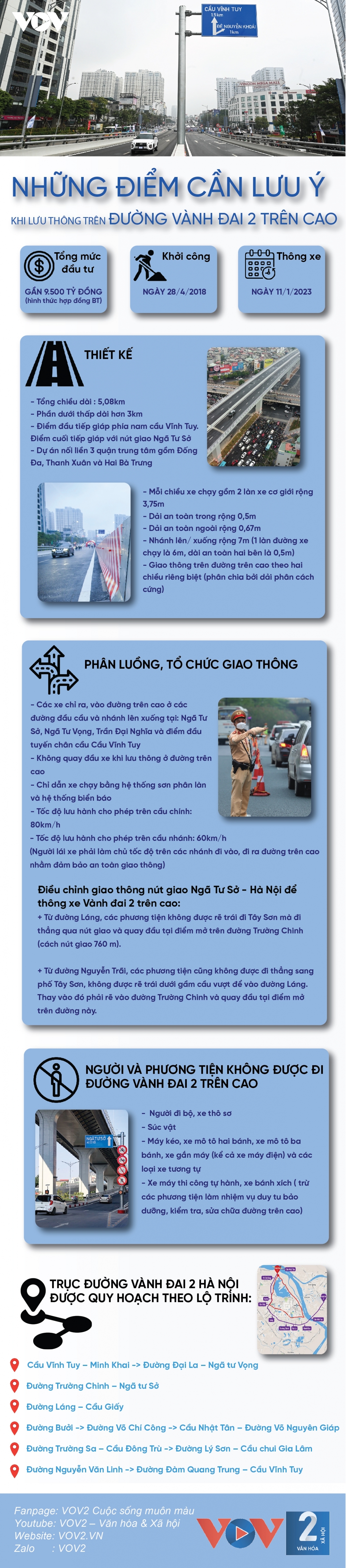 Những điểm cần lưu ý khi lưu thông trên đường Vành đai 2 trên cao