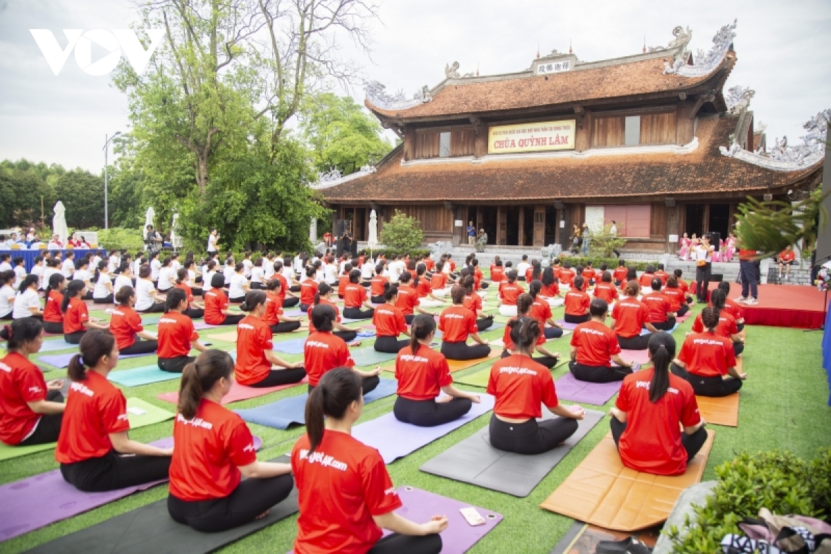 An tuong man dong dien yoga cua gan 1.000 vDv tai quang ninh hinh anh 1