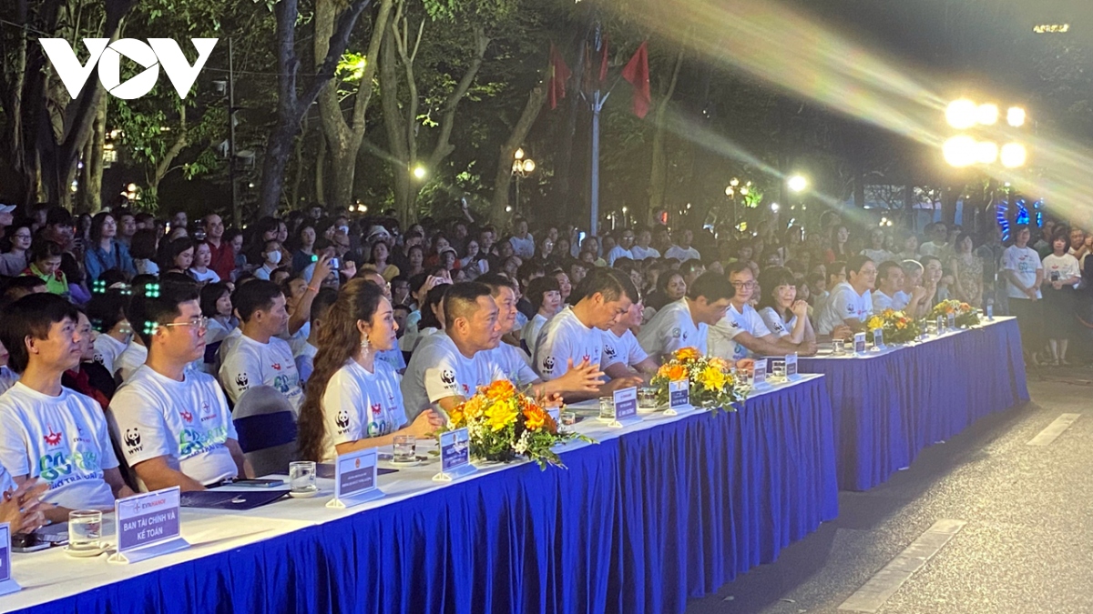 ha noi dong loat tat den trang tri, bien quang cao huong ung gio trai dat hinh anh 1