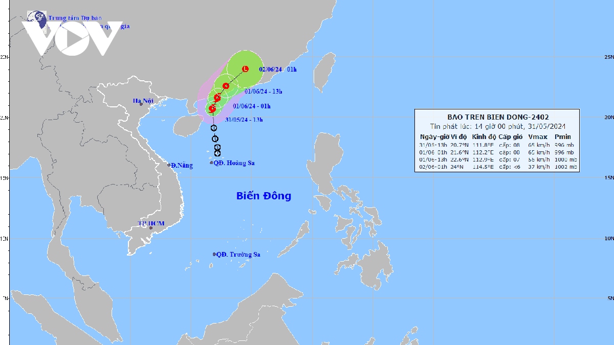 Biển Đông xuất hiện cơn bão số 1 trong năm 2024