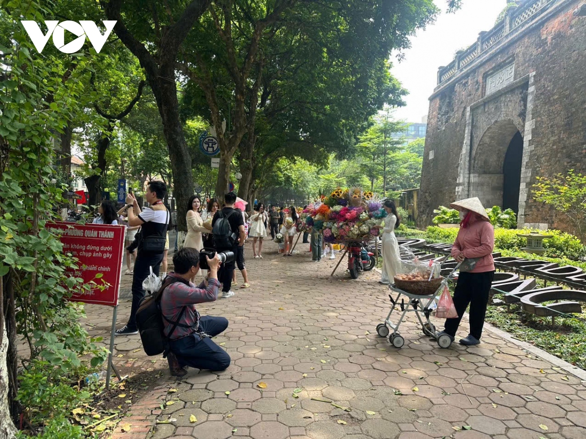 chen chan chup anh don thu tren pho ha noi hinh anh 1