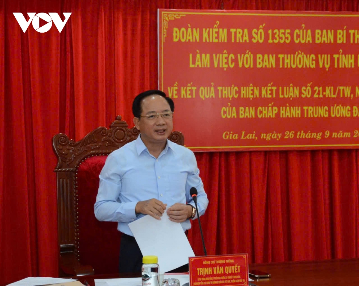 Đoàn kiểm tra của Ban Bí thư làm việc với Ban Thường vụ Tỉnh ủy Gia Lai