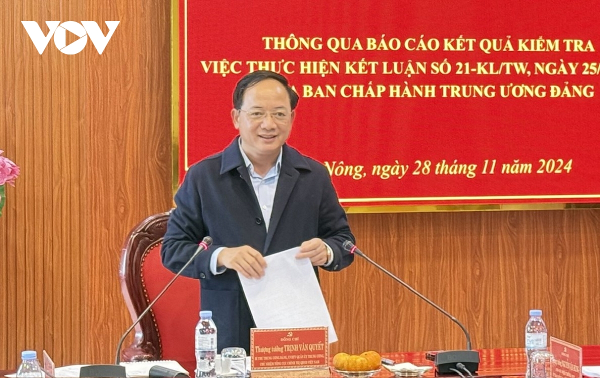 Đoàn kiểm tra của Ban Bí thư làm việc với Ban Thường vụ Tỉnh ủy Đắk Nông