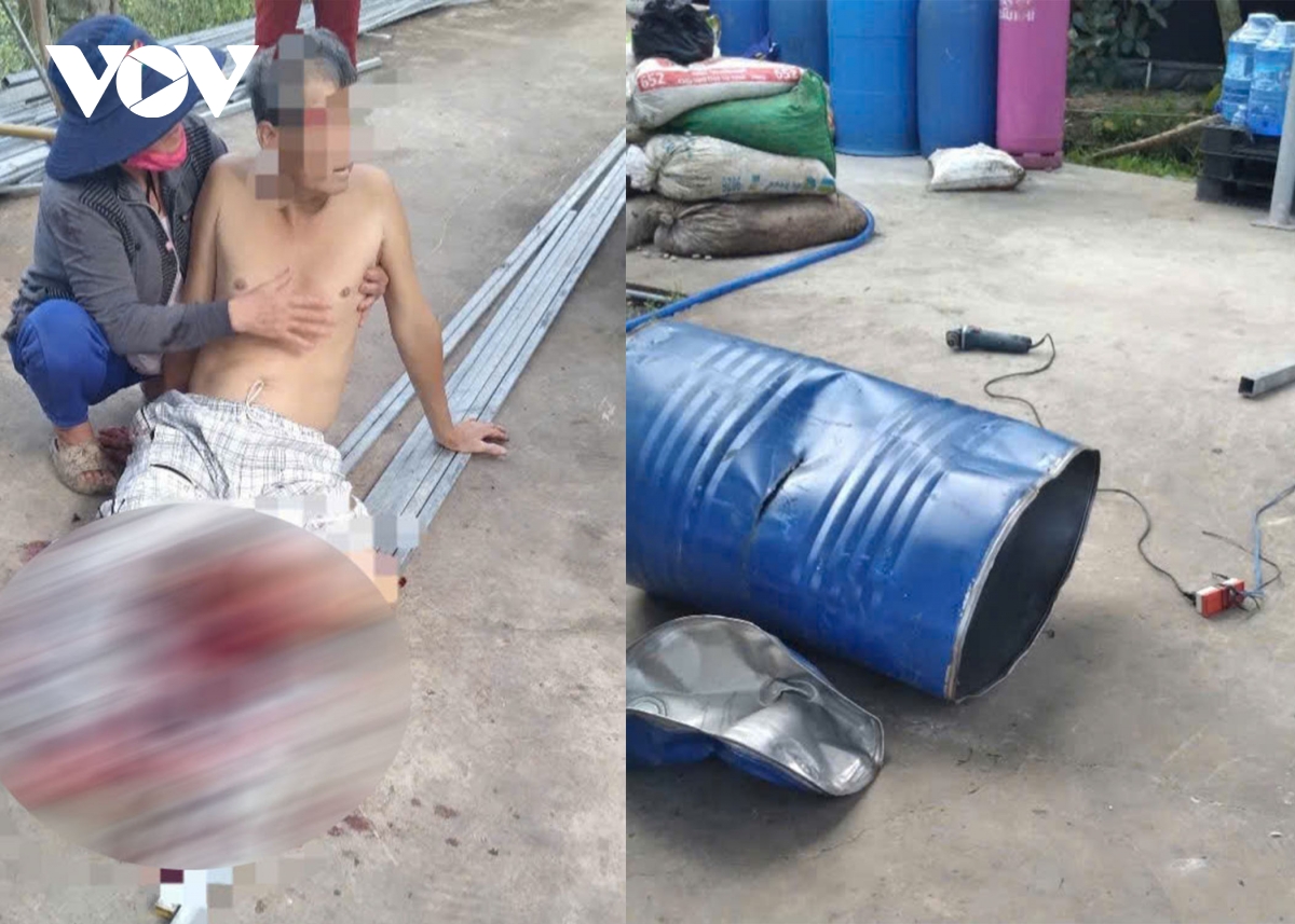 cắt thùng phuy bị nổ, một người ở tiền giang suýt mất mạng hình ảnh 1 cat thung phuy bi no, mot nguoi o tien giang suyt mat mang hinh anh 1