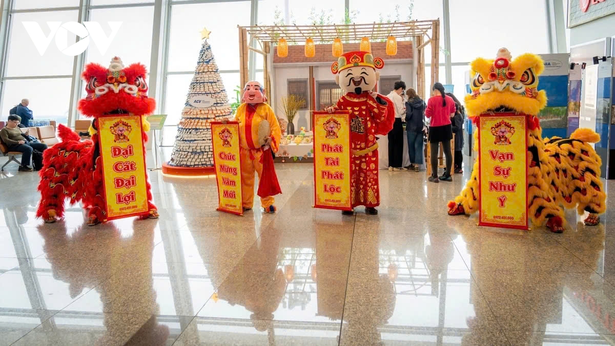 tet 2025 foreigners pleasantly greeted with lion dance at airport picture 15 tet 2025 foreigners pleasantly greeted with lion dance at airport picture 15