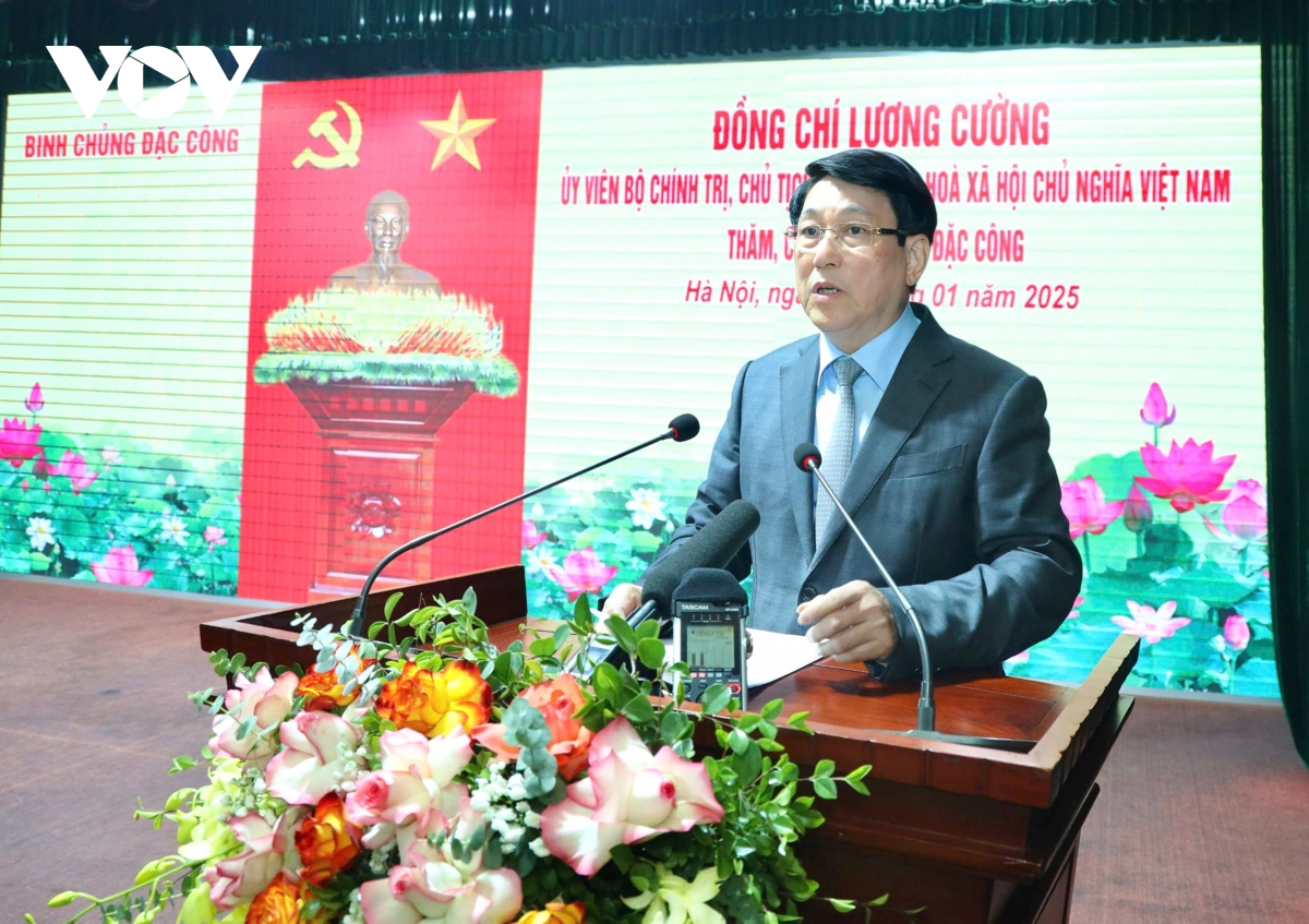 Chủ tịch nước Lương Cường phát biểu tại buổi gặp mặt