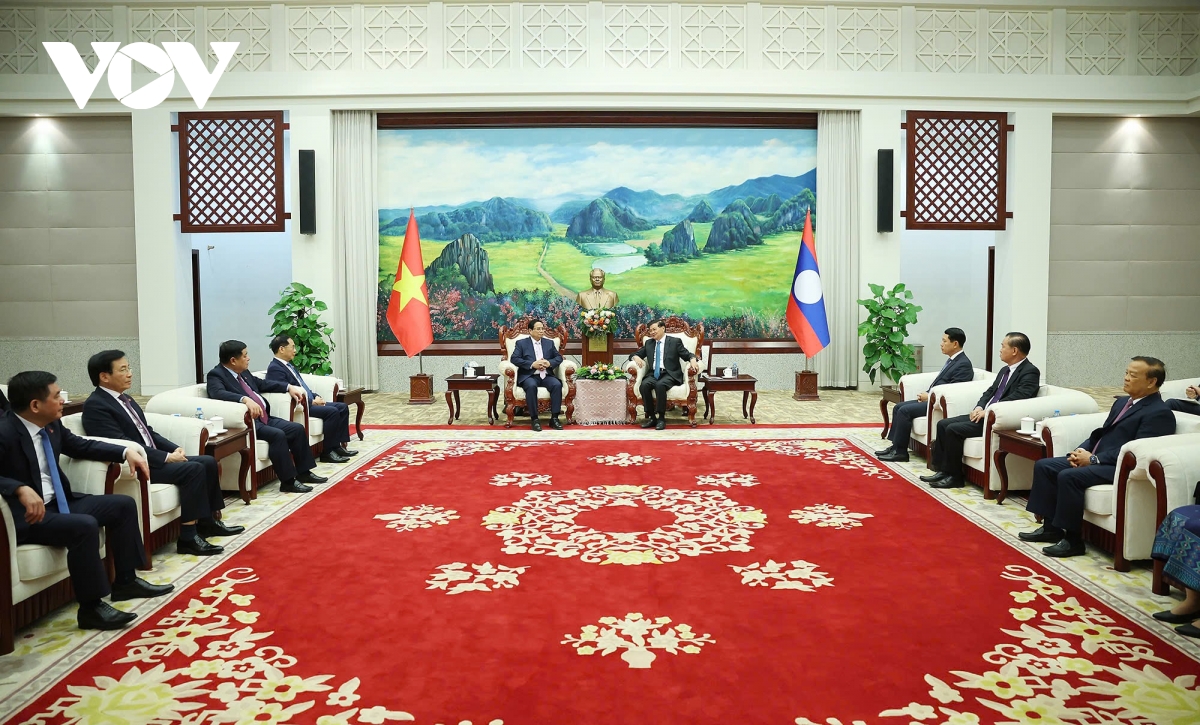 thu tuong pham minh chinh hoi kien tong bi thu, chu tich nuoc lao hinh anh 3