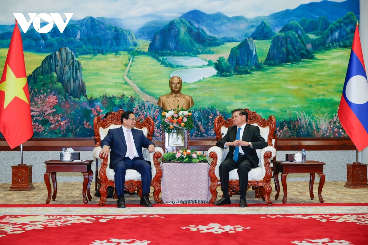 thu tuong pham minh chinh hoi kien tong bi thu, chu tich nuoc lao hinh anh 2