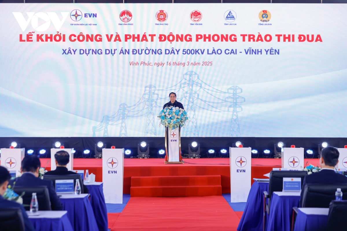 thu tuong du le khoi cong duong day tai dien 500 kv lao cai - vinh yen hinh anh 1