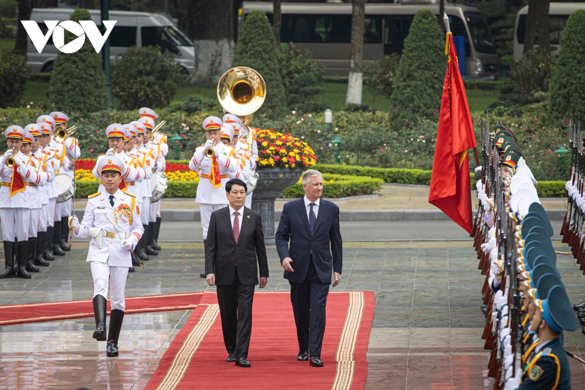 Chủ tịch nước Lương Cường chủ trì lễ đón Nhà vua Vương quốc Bỉ