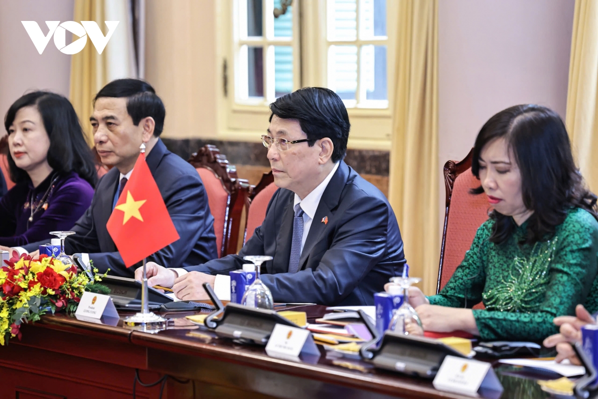 chủ tịch nước lương cường hội đàm với tổng thống pháp emmanuel macron hình ảnh 2 chu tich nuoc luong cuong hoi dam voi tong thong phap emmanuel macron hinh anh 2