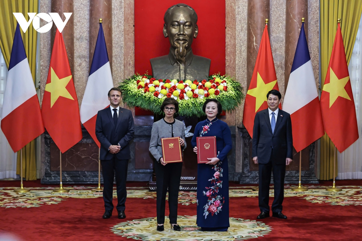 chủ tịch nước lương cường hội đàm với tổng thống pháp emmanuel macron hình ảnh 6 chu tich nuoc luong cuong hoi dam voi tong thong phap emmanuel macron hinh anh 6