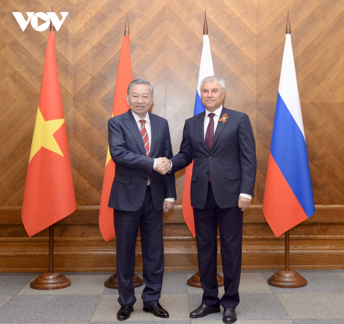 Tổng Bí thư Tô Lâm hội kiến Chủ tịch Duma Quốc gia Nga Vyacheslav Volodin
