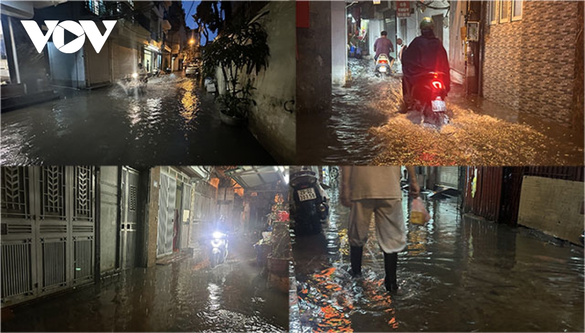 Hà Nội mưa lớn, ác mộng của người dân khi ngập tràn nước cống đen kịt ô nhiễm