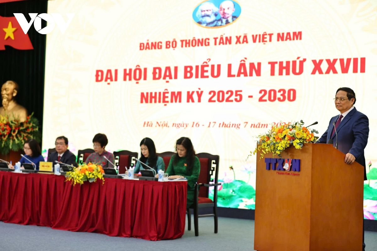 thu tuong pham minh chinh du Dai hoi dai bieu Dang bo thong tan xa viet nam hinh anh 1