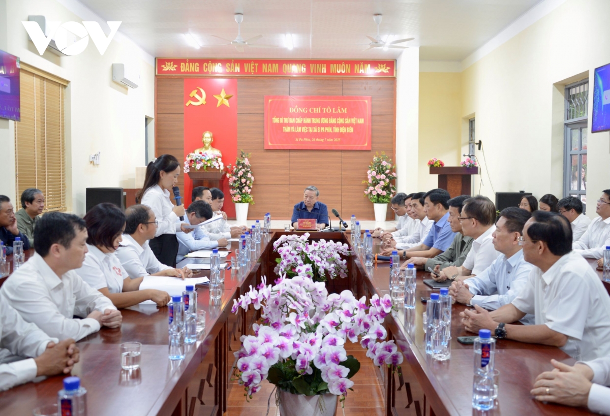 tổng bí thư tô lâm làm việc với chính quyền xã vùng biên giới tỉnh Điện biên hình ảnh 1 tong bi thu to lam lam viec voi chinh quyen xa vung bien gioi tinh Dien bien hinh anh 1