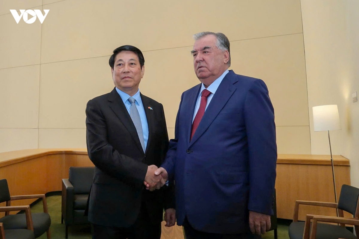 chu tich nuoc luong cuong gap tong thong tajikistan emomali rahmon hinh anh 2