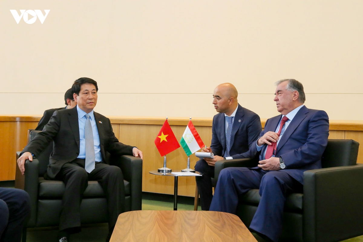 chu tich nuoc luong cuong gap tong thong tajikistan emomali rahmon hinh anh 1