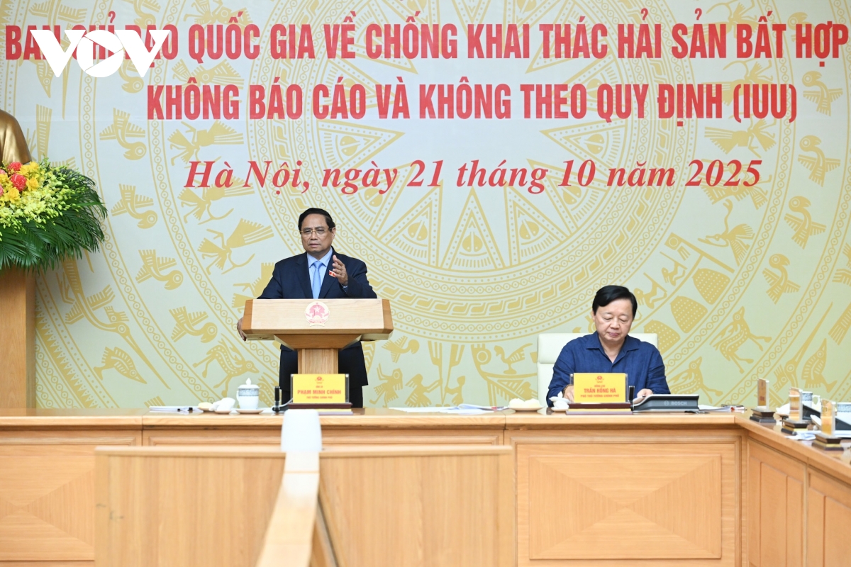 Thủ tướng Phạm Minh Chính chủ trì Phiên họp lần thứ 18 của Ban Chỉ đạo Quốc gia về chống khai thác hải sản bất hợp pháp, không báo cáo và không theo quy định (IUU). Thủ tướng Phạm Minh Chính chủ trì Phiên họp lần thứ 18 của Ban Chỉ đạo Quốc gia về chống khai thác hải sản bất hợp pháp, không báo cáo và không theo quy định (IUU).