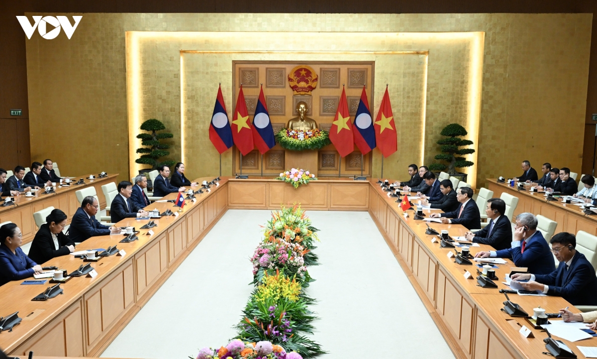thu tuong pham minh chinh tiep tong bi thu, chu tich nuoc lao hinh anh 1