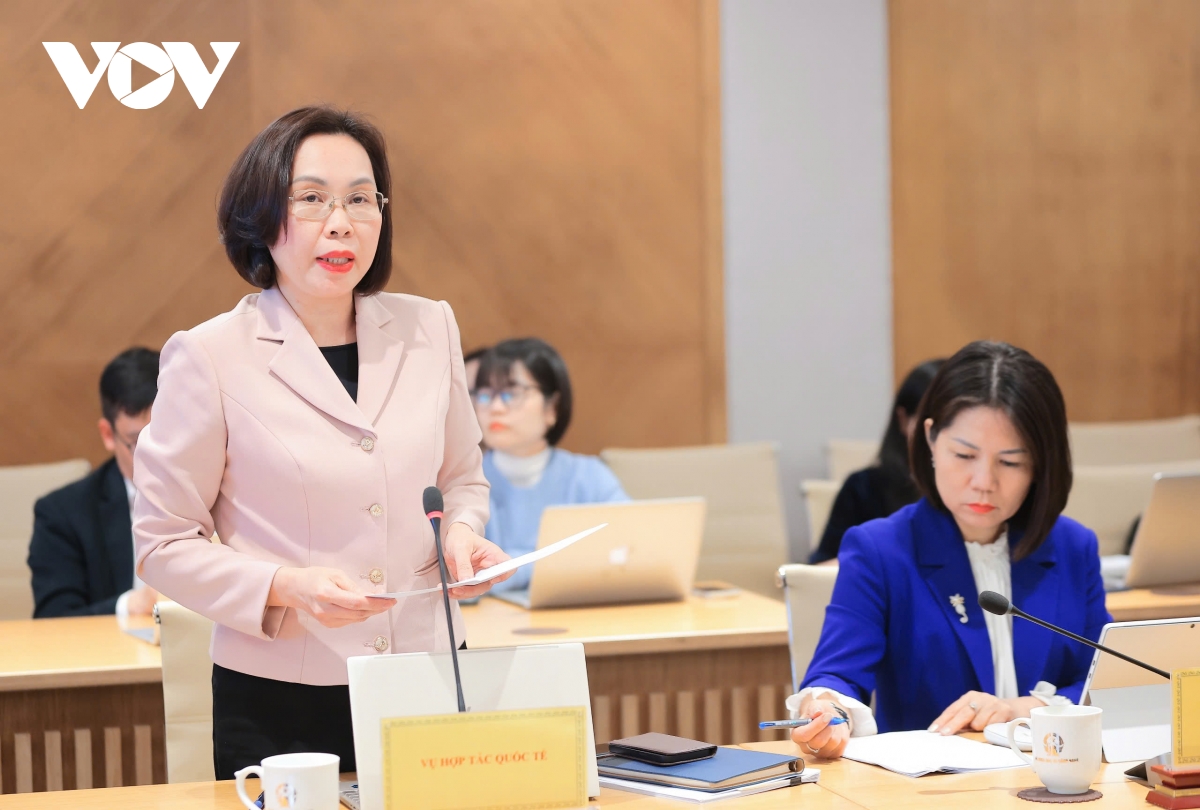 Bà Lê Thị Việt Lâm, Phó Vụ trưởng Hợp tác quốc tế (Bộ Khoa học và Công nghệ) phát biểu.