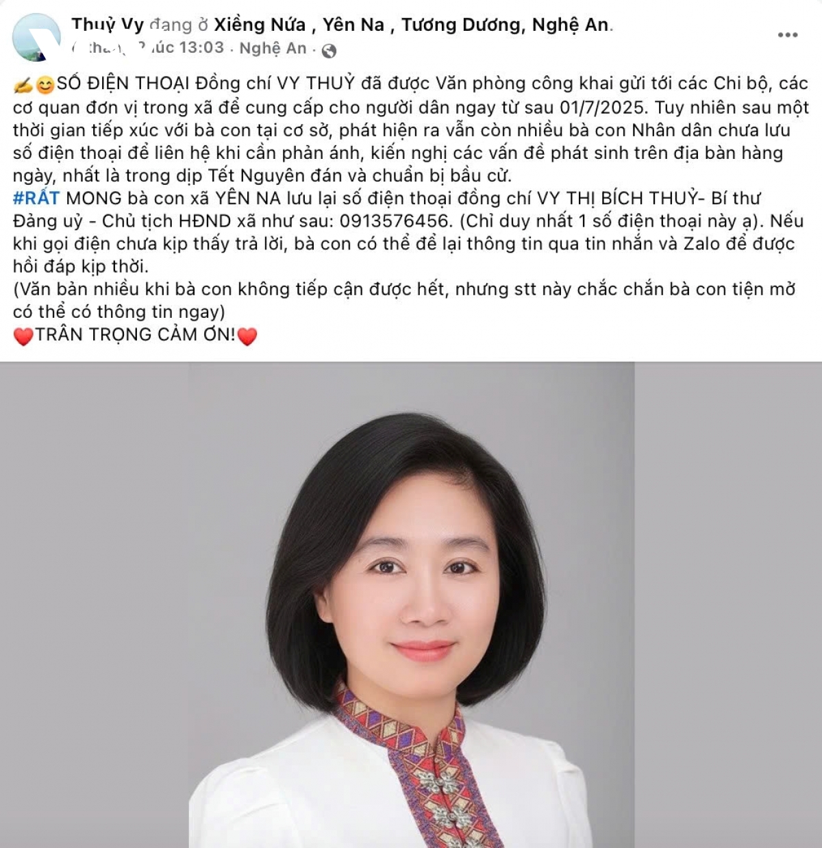 bi thu Dang uy xa o nghe an cong khai so dien thoai tren mang xa hoi hinh anh 1