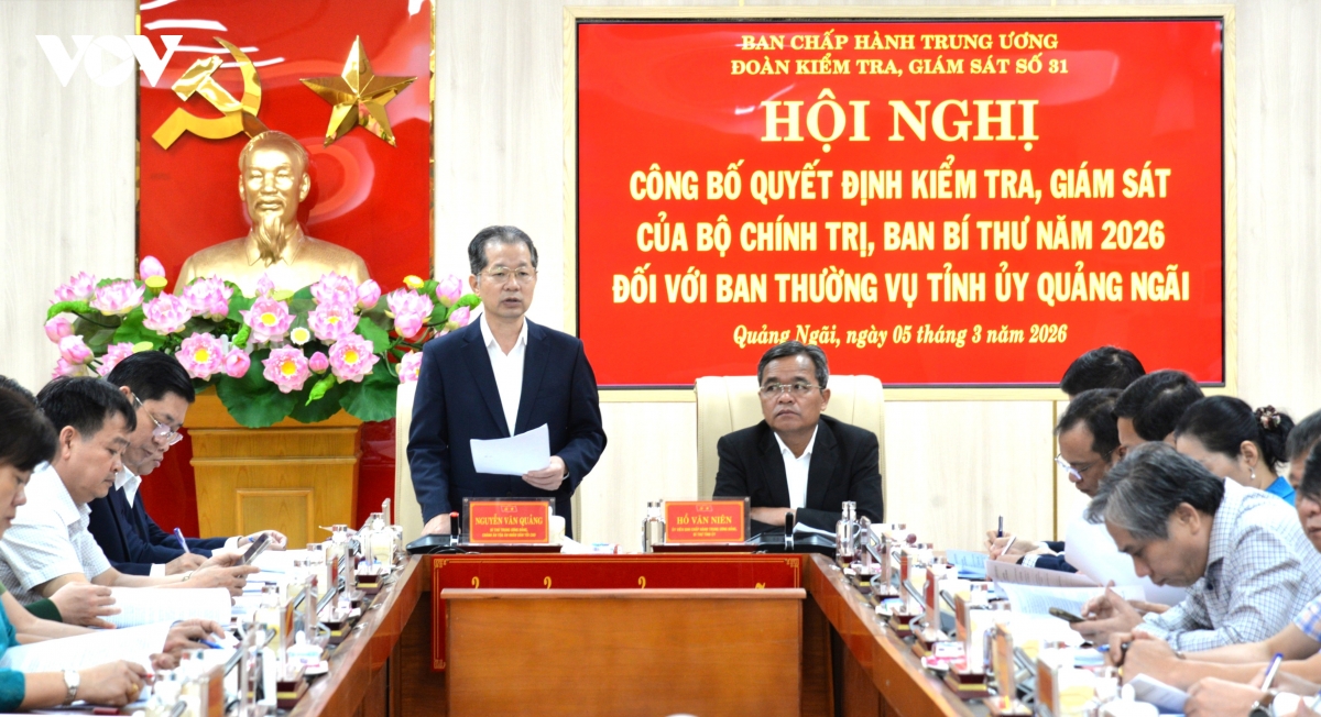 cong bo quyet dinh kiem tra, giam sat doi voi ban thuong vu tinh uy quang ngai hinh anh 1