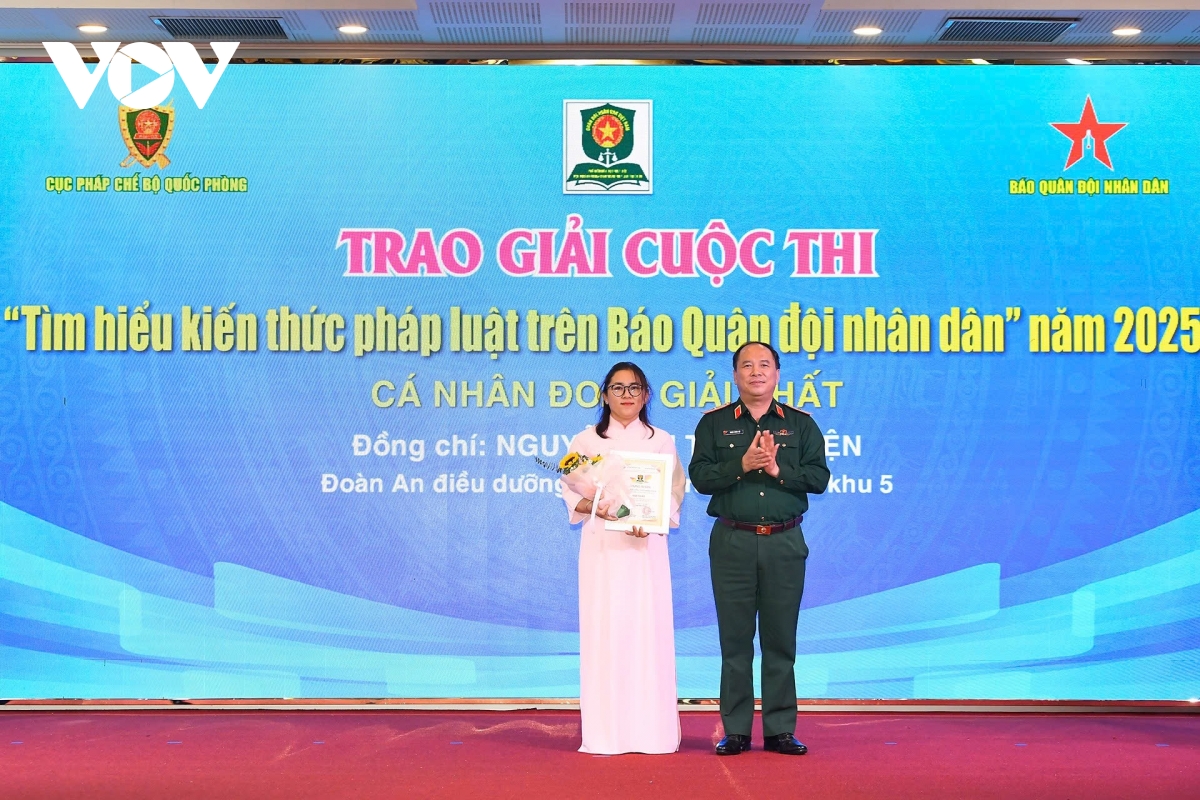 trao giai cuoc thi tim hieu kien thuc phap luat tren bao quan doi nhan dan hinh anh 4
