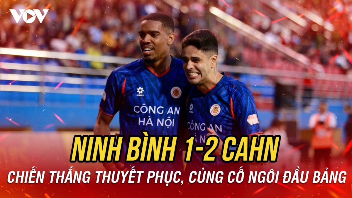 Kết quả vòng 16 V-League: CAHN đánh bại Ninh Bình, củng cố ngôi đầu bảng