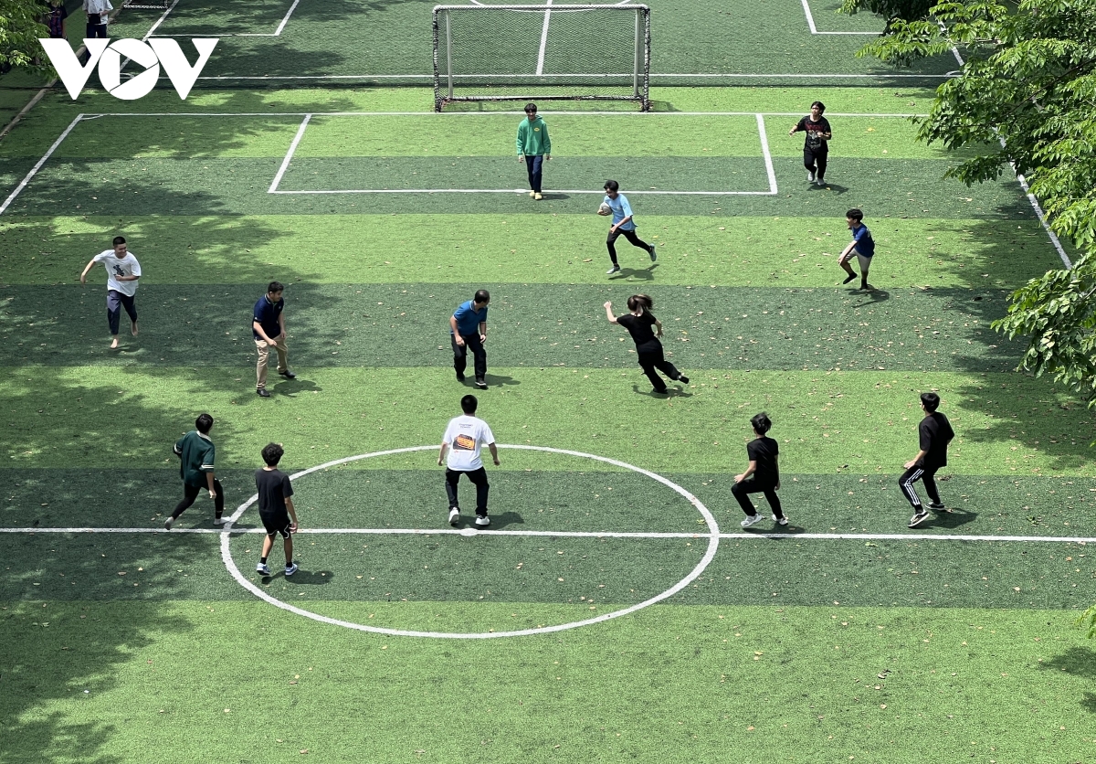 Giờ thể thao tại một trường học ở Bangkok, Thái Lan. Ảnh: Ngọc Diệp/VOV-Bangkok