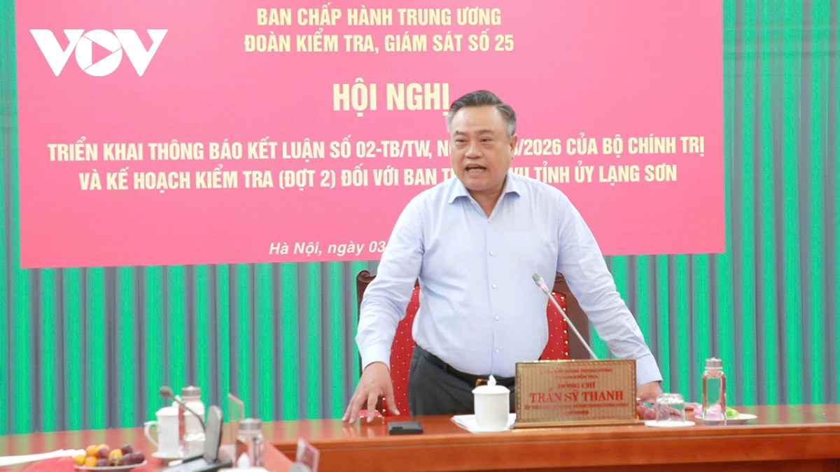 Thông báo Kết luận kiểm tra, giám sát với Ban Thường vụ Tỉnh uỷ Lạng Sơn