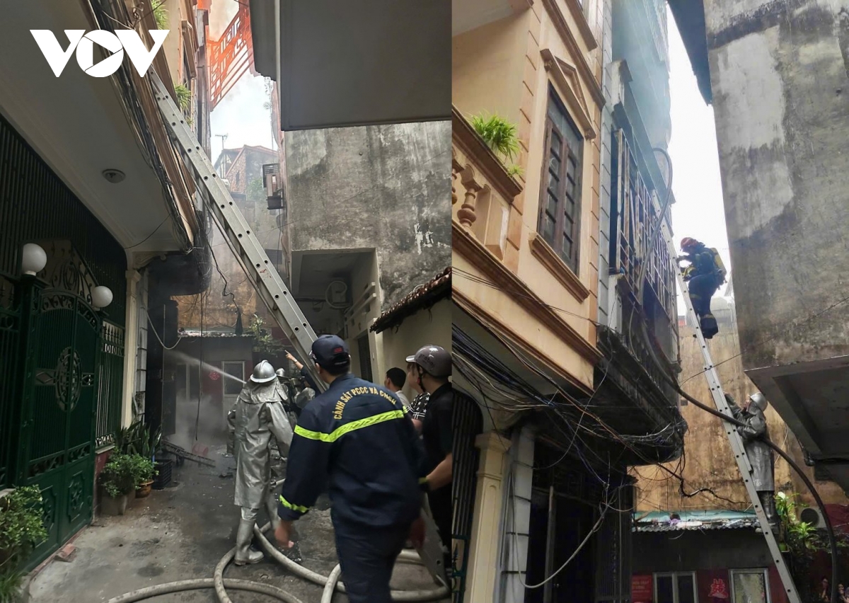 chay nha 4 tang trong ngo sau tai ba Dinh, mot nguoi duoc cuu kip thoi hinh anh 1