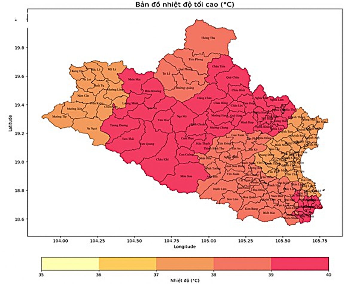 nghe an nang nong dac biet gay gat tren dien rong, nhieu noi vuot 40 do c hinh anh 1