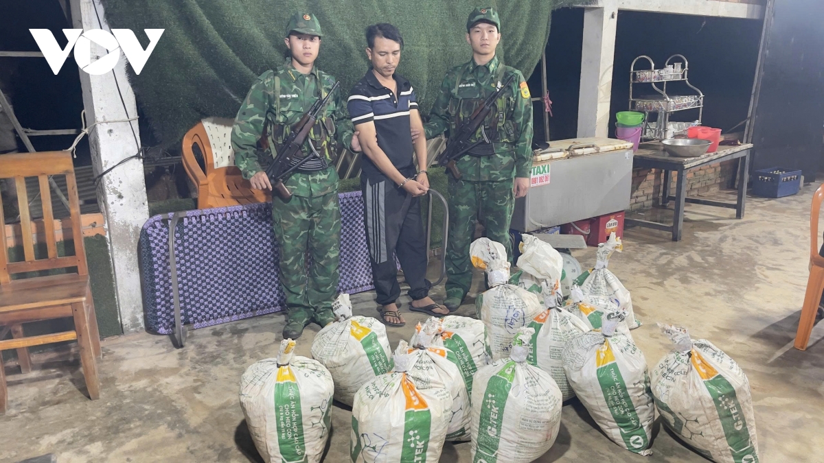 bat giu nguoi dan ong van chuyen trai phep vat lieu no o quang ngai hinh anh 1