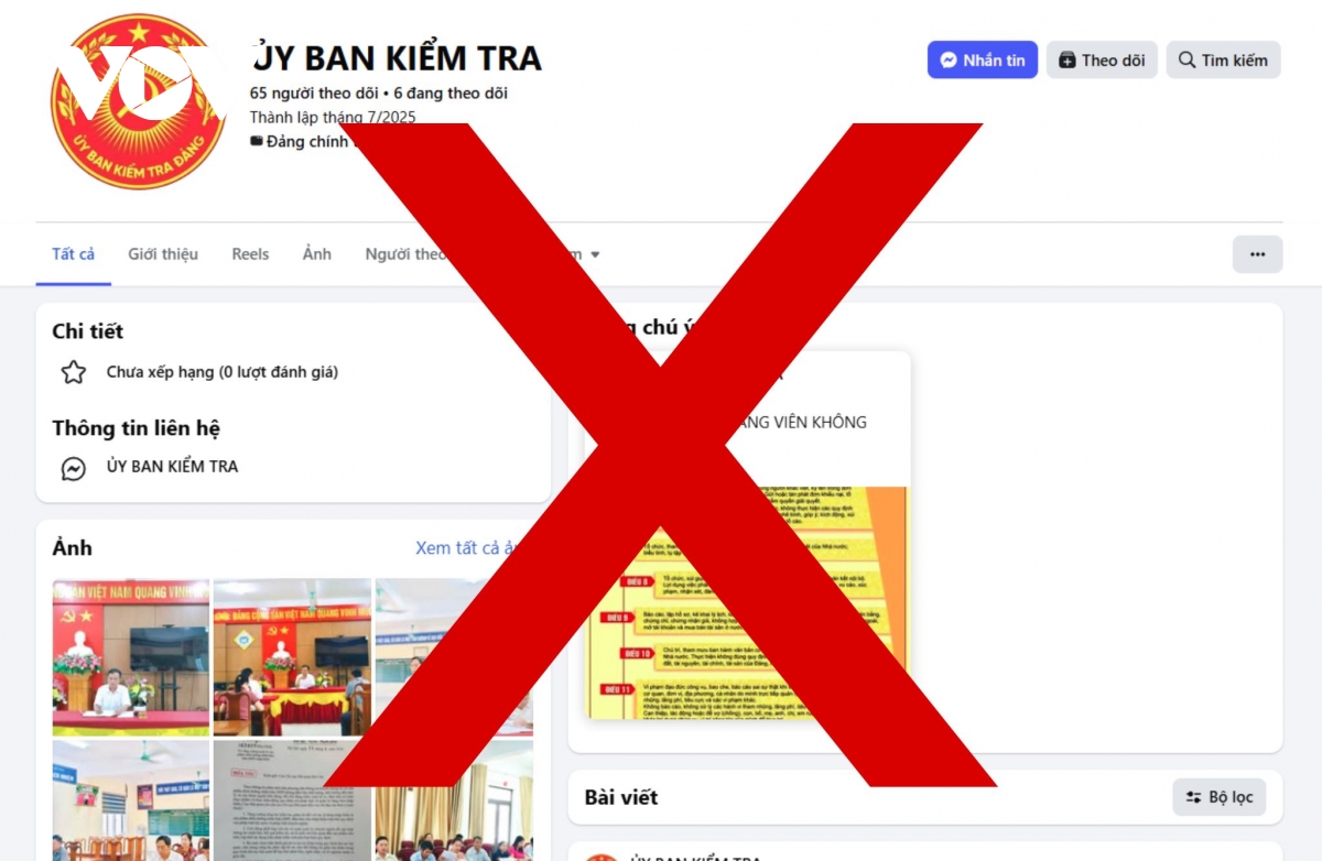Xuất hiện nhiều fanpage giả mạo Ủy ban Kiểm tra Trung ương