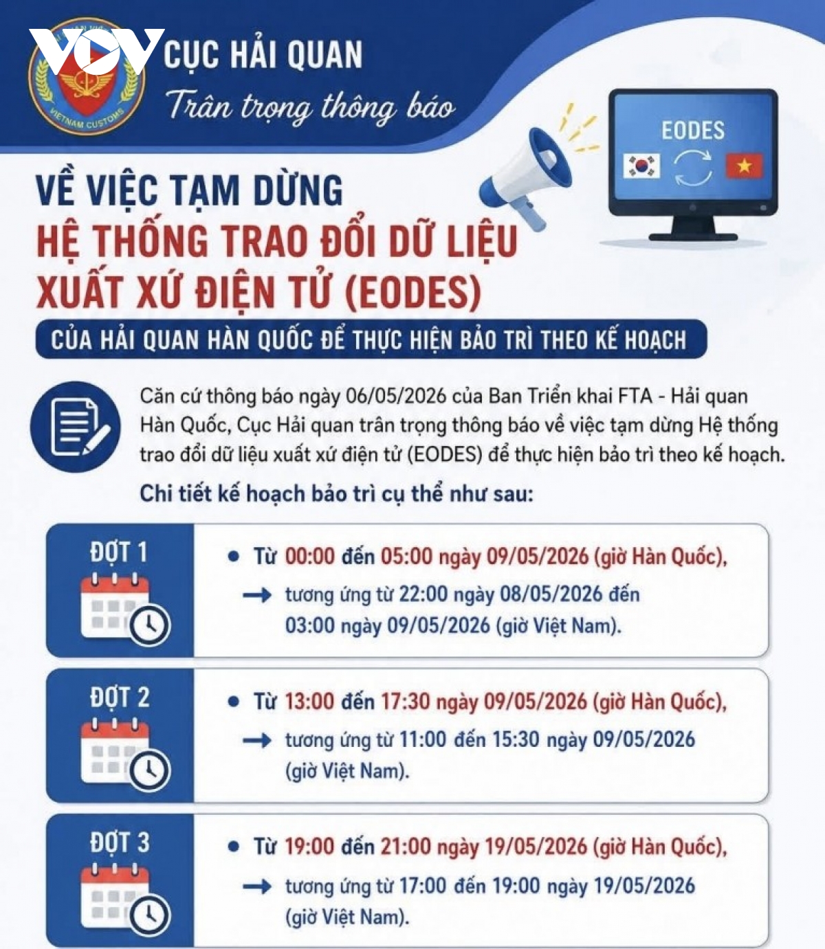 Tạm dừng trao đổi dữ liệu xuất xứ Việt Nam - Hàn Quốc trong tháng 5
