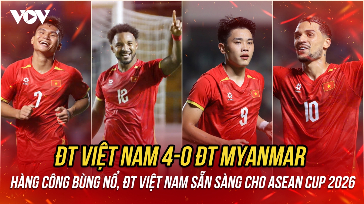 Xuân Son, Hoàng Hên và Đình Bắc ghi bàn, ĐT Việt Nam thắng đậm Myanmar