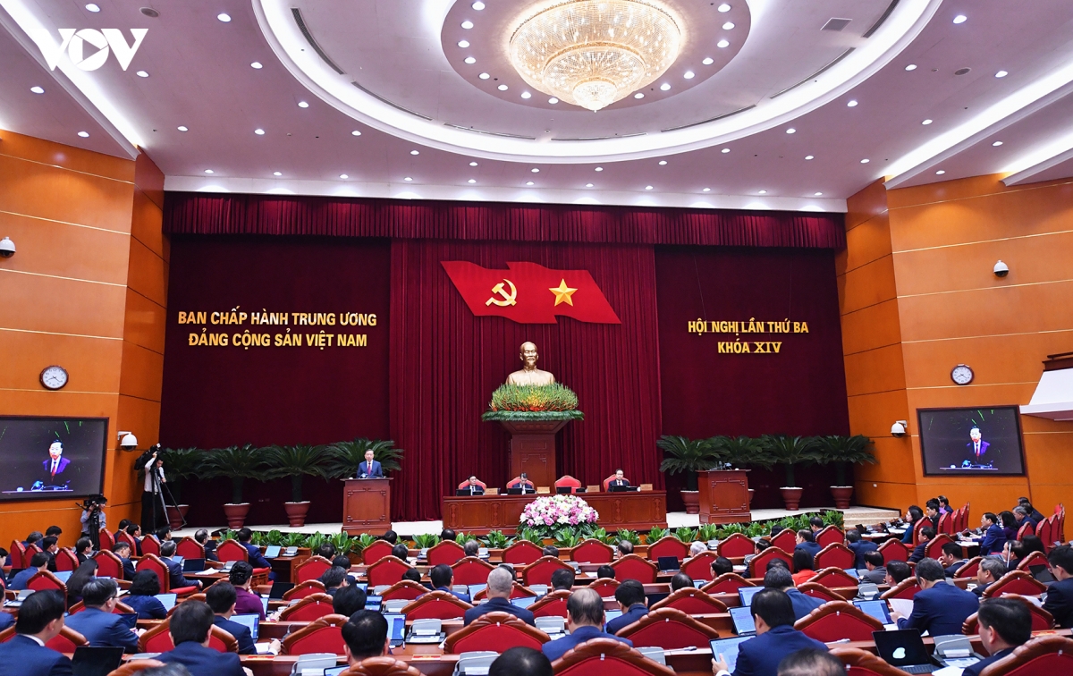 toan canh khai mac hoi nghi lan thu ba ban chap hanh trung uong Dang khoa xiv hinh anh 1